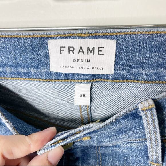 FRAME Le Garçon Mid Rise Skinny Cropped Stretch Jeans Bixby Wash Size 28 - Picture 5 of 10